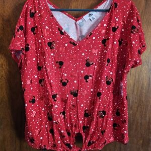 Disney Red Minnie Mouse V-Neck Blouse